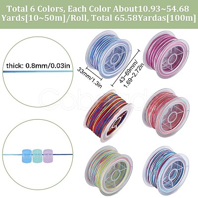 SUNNYCLUE 6 Rolls 6 Colors Segment Dyed Polyester Thread NWIR-SC0001-02-1