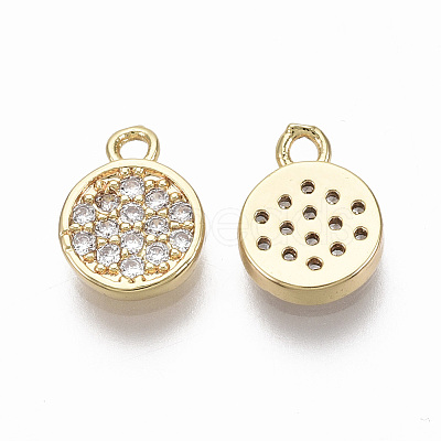 Brass Micro Pave Clear Cubic Zirconia Charms KK-R134-015-NF-1