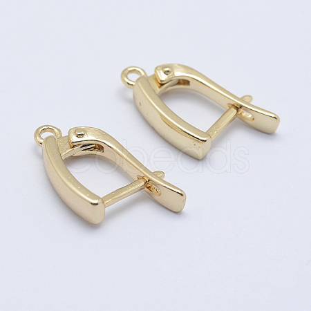 Brass Hoop Earring Findings with Latch Back Closure KK-F728-06G-A-NF-1