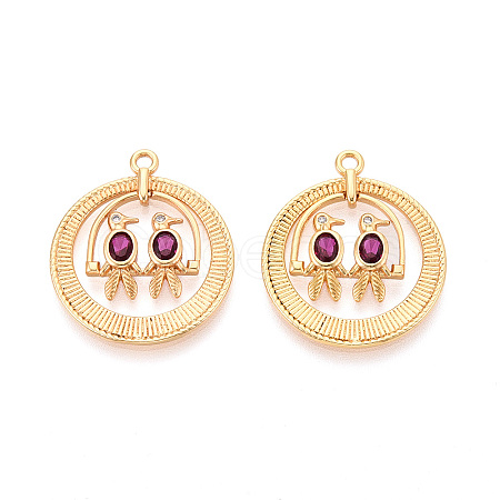 Brass Micro Pave Cubic Zirconia Pendants KK-N263-12G-1