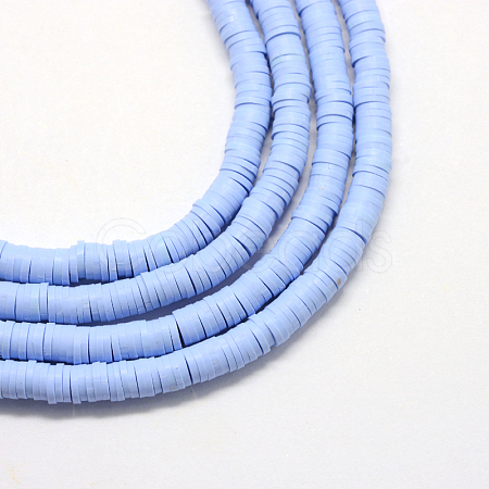 Flat Round Handmade Polymer Clay Bead Spacers X-CLAY-R067-4.0mm-32-1