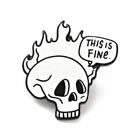 Skull with Fire Halloween Enamel Pin JEWB-G014-E06-1