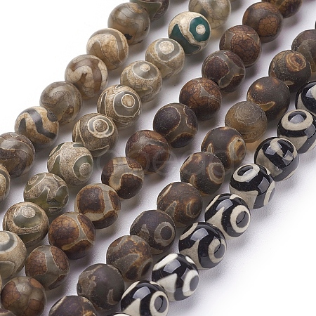 Tibetan Style dZi Beads G-G039-8mm-M-1