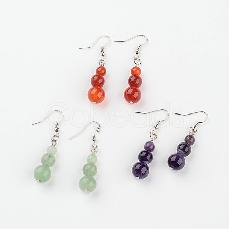 Natural Gemstone Dangle Earrings X-EJEW-JE02057-1