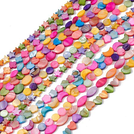 10 Strands Colorful Natural Freshwater Shell Dyed Beads Strands SHEL-M018-03-1