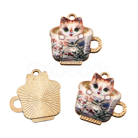 Light Gold Plated Alloy Enamel Pendants PW-WG9221B-10-1