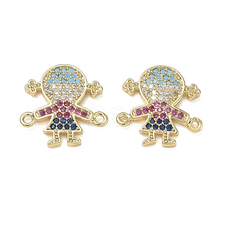 Brass Micro Pave Colorful Cubic Zirconia Connector Charms for Jewelry Making CU-CBAAA59-01G-06-1