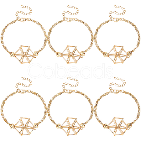 6Pcs Brass Braided Macrame Pouch Empty Stone Holder Bracelet Making BJEW-SC0001-73-1