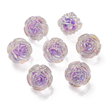 UV Plating Rainbow Iridescent Acrylic Beads OACR-P010-20H-1