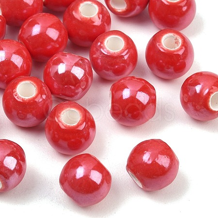 Glazed Porcelain Round Beads X-PORC-S489-8mm-14-1
