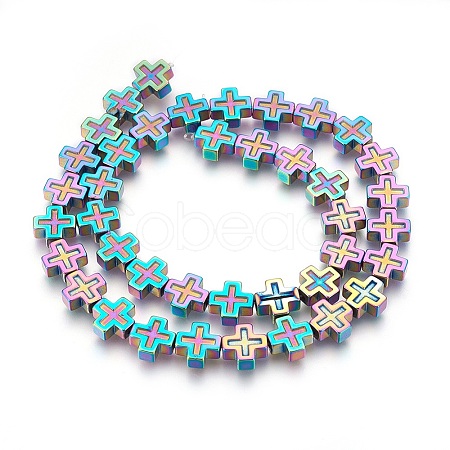 Electroplated Non-magnetic Synthetic Hematite Beads Strands G-P392-F03-1