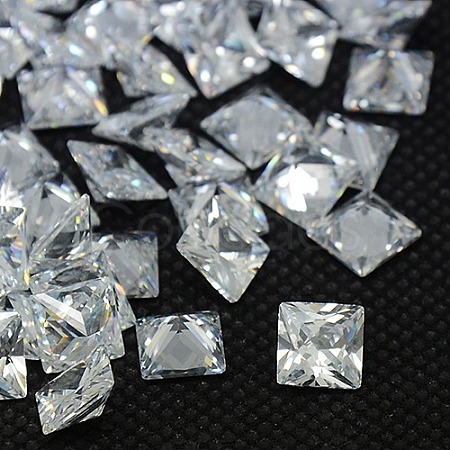 20PCS Clear Grade A Square Shaped Cubic Zirconia Pointed Back Cabochons X-ZIRC-M004-4x4mm-007-1