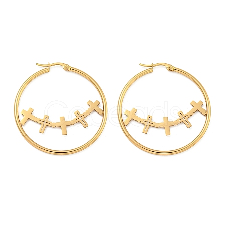 304 Stainless Steel Huggie Hoop Earrings EJEW-P282-01E-G-1