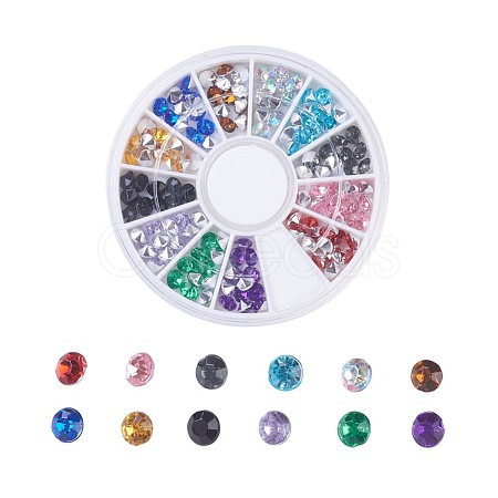 Imitation Taiwan Acrylic Rhinestone Pointed Back Cabochons OACR-X0006-11-4mm-B-1