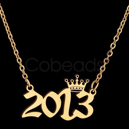 Crown Birth Year 201 Stainless Steel Pendant Necklaces for Women FS-WG4E8F2-34-1