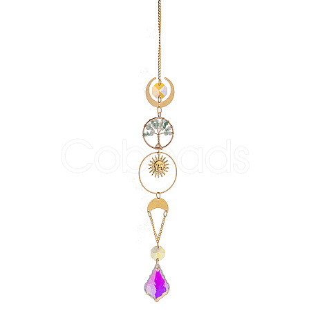 Glass Leaf Hanging Suncatcher Prism Ornament PW-WG88031-04-1
