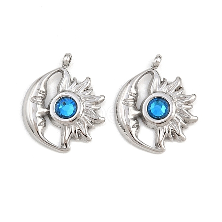 304 Stainless Steel Rhinestone Pendants STAS-Z166-24P-09-1
