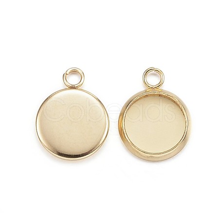 Ion Plating(IP) 304 Stainless Steel Pendant Cabochon Settings X-STAS-G127-13-8mm-G-1