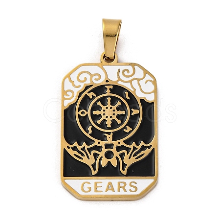 Ion Plating(IP) 304 Stainless Steel Enamel Pendants STAS-Q003-01G-03-1