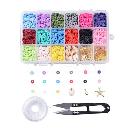 15 Colors Handmade Polymer Clay Beads DIY-JP0005-47-6mm-1