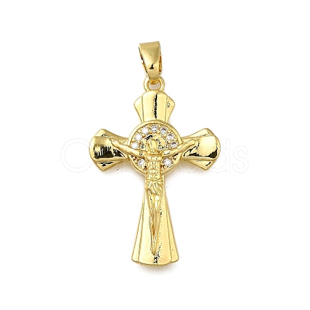 Brass Micro Pave Clear Cubic Zirconia Pendants ZIRC-I070-119G-1