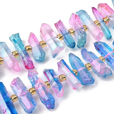 Electroplated Natural Quartz Crystal Beads Strands G-F800-D13-1