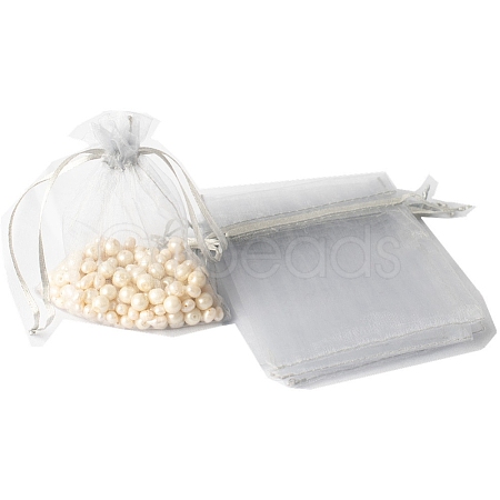 100Pcs Rectangle Organza DIY Craft Drawstring Bags PW-WG69155-08-1