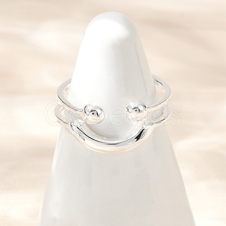 925 Sterling Silver Adjustable Cuff Rings for Women RJEW-G351-02S-1