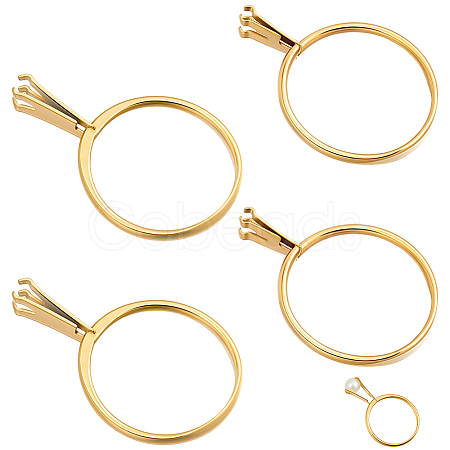 4Pcs 2 Styles 304 Stainless Steel Finger Ring Components DIY-BBC0003-13-1