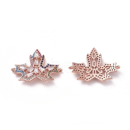 Autumn Theme Brass Micro Pave Cubic Zirconia Links connectors ZIRC-K081-35RG-1