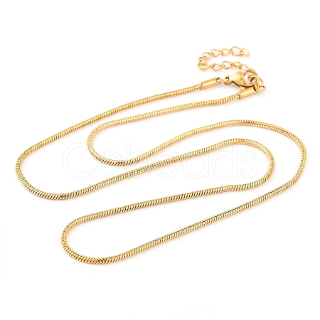 201 Stainless Steel Round Snake Chain Necklaces for Women NJEW-G140-06C-G-1-1