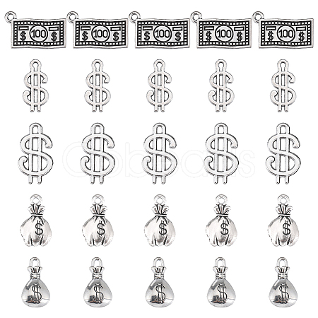 80Pcs 5 Style Tibetan Style Zinc Alloy Pendants TIBEP-SC0002-46-1
