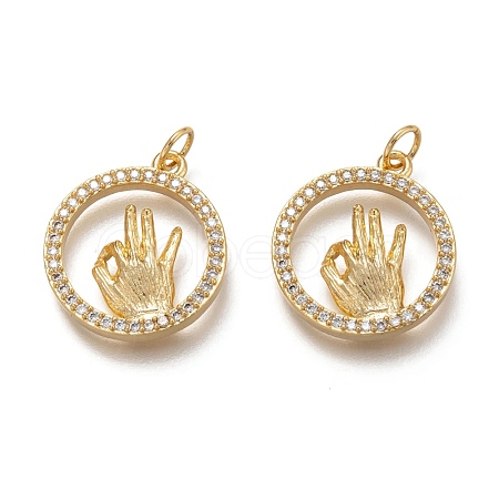 Brass Micro Pave Clear Cubic Zirconia Pendants X1-ZIRC-H107-08G-1