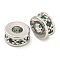 Rack Plating Brass Micro Pave Cubic Zirconia Spacer Beads, Long-Lasting Plated, Lead Free & Cadmium Free, Rondelle, Platinum, Green, 6x3mm, Hole: 2.5mm