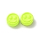 Spray Painted Alloy Beads, Flat Round with Smiling Face, Green Yellow, 7.5x4mm, Hole: 2mm