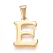 304 Stainless Steel Pendants, Golden, Initial Letter.E, 20x15x1.8mm, Hole: 3x7mm