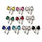 304 Stainless Steel Pendants, with Rhinestone, Bowknot, Stainless Steel Color, Mixed Color, 18x18x4.5mm, Hole: 1.8mm