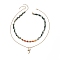 Necklaces Sets for Women, include Natural Moss Agate & Carnelian Beads Necklaces, Evil Eye Cubic Zirconia Pendant Necklaces, with 304 Stainless Steel Venetian Chains/Box Chains, 15.55~18.5 inch(39.5~47cm), 2pcs/set