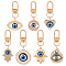 Nbeads 7Pcs 7 Style Evil Eye Resin Pendant Decorations, with Alloy Crystal Rhinestone Findings, Golden, Mixed Patterns, 57~69mm, 1pc/style