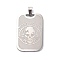 Non-Tarnish 304 Stainless Steel Pendants, Rectangle with Skull Charm, Stainless Steel Color, 35x23.5x1mm, Hole: 7.5x4mm