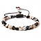 Natural Agate Round Bead Adjustable Braided Bracelets, 6mm