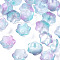 Transparent Two Tone Spray Painted Glass Beads, Flower, Cadet Blue, 7x11.5x11.5mm, Hole: 1.2mm