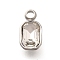 304 Stainless Steel Pendants, with Rhinestone, Stainless Steel Color, Rectangle, Crystal, 10.5x5.5x3.5mm, Hole: 1.8mm