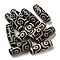 Tibetan Style dZi Beads Strands, Natural Dyed Agate Beads, Rice, Black, 6-Eye, 28.5~30x10mm, Hole: 2~2.5mm