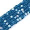 Transparent Glass Beads Strands, Faceted, Frosted, Half AB Color Plated, Rondelle, Steel Blue, 4x3.5mm, Hole: 1mm, about 113~115pcs/strand, 41~41.5cm