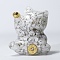 Resin Craft Display Decorations, with Natural Howlite Chip, Lucky Cat Figurine, for Home Feng Shui Ornament, 63x55x45mm