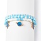 3Pcs 3 Styel Glass Seed & Polymer Clay Beaded Stretch Bracelets Set, Alloy Enamel Planet & Star Charms Stackable Bracelets for Women, Pale Turquoise, Inner Diameter: 2-1/8~2-1/4 inch(5.4~5.7cm), 1Pc/style