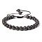 Natural Lava Rock Round Bead Adjustable Braided Bracelets, 6mm