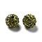 Polymer Clay Rhinestone Beads, Grade A, Round, PP15, Olivine, 10mm, Hole: 1.8~2mm, 6 Rows Rhinestone, PP15(2.1~2.2mm)