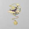 Chinese Style Brass Whale Sun Charms Bookmarks with Chain AJEW-Z042-01G-1